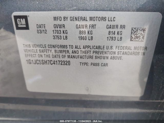 Photo 8 VIN: 1G1JC5SH7C4172320 - CHEVROLET SONIC 