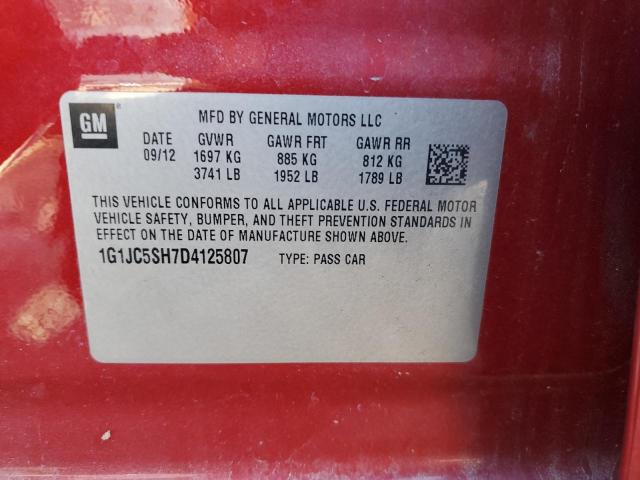 Photo 11 VIN: 1G1JC5SH7D4125807 - CHEVROLET SONIC LT 