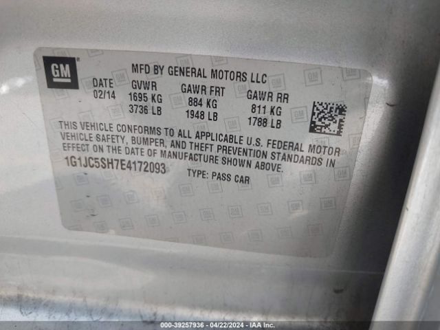 Photo 8 VIN: 1G1JC5SH7E4172093 - CHEVROLET SONIC 