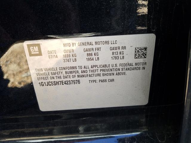 Photo 9 VIN: 1G1JC5SH7E4237976 - CHEVROLET SONIC LT 