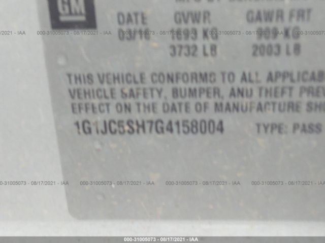 Photo 8 VIN: 1G1JC5SH7G4158004 - CHEVROLET SONIC 