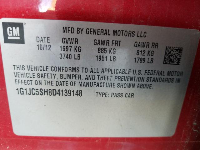 Photo 9 VIN: 1G1JC5SH8D4139148 - CHEVROLET SONIC LT 