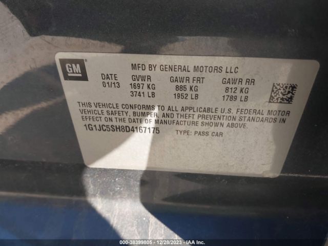 Photo 8 VIN: 1G1JC5SH8D4167175 - CHEVROLET SONIC 