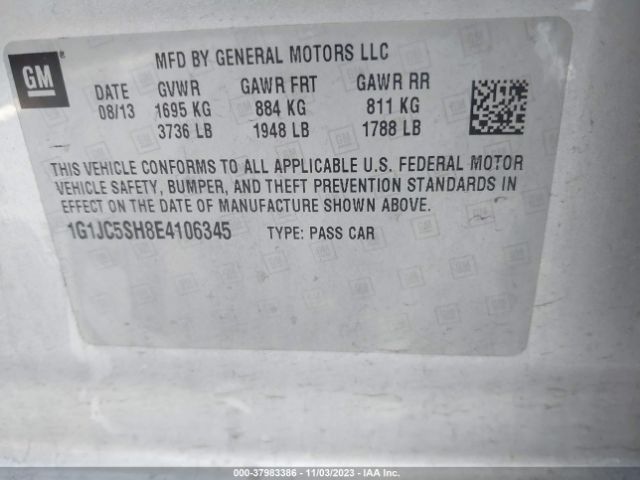 Photo 8 VIN: 1G1JC5SH8E4106345 - CHEVROLET SONIC 