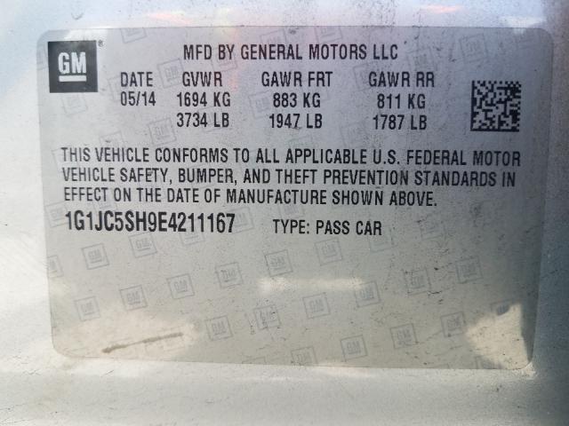 Photo 9 VIN: 1G1JC5SH9E4211167 - CHEVROLET SONIC LT 