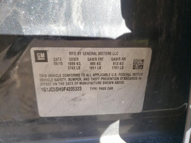 Photo 9 VIN: 1G1JC5SH9F4205323 - CHEVROLET SONIC LT 