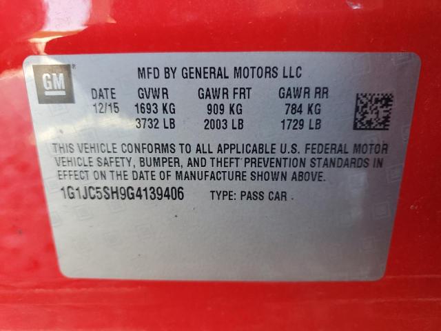 Photo 12 VIN: 1G1JC5SH9G4139406 - CHEVROLET SONIC LT 