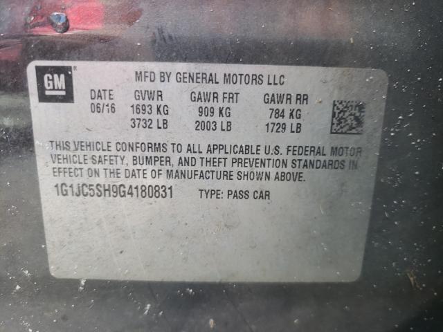 Photo 9 VIN: 1G1JC5SH9G4180831 - CHEVROLET SONIC LT 