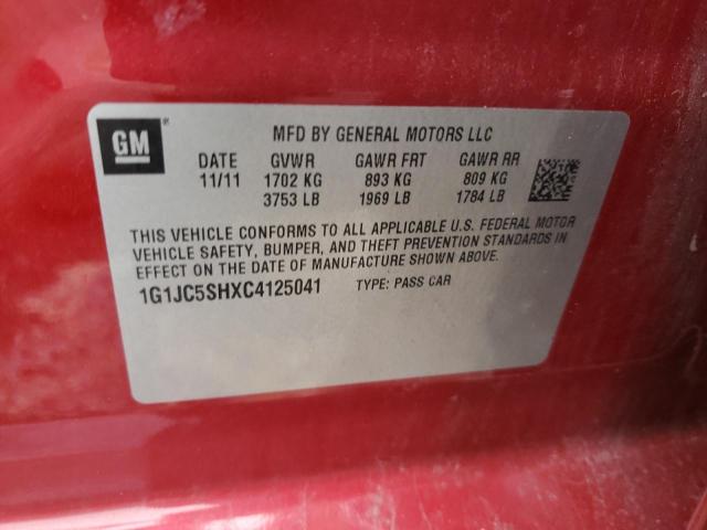 Photo 9 VIN: 1G1JC5SHXC4125041 - CHEVROLET SONIC LT 