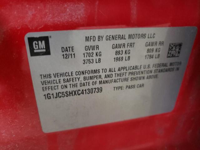 Photo 9 VIN: 1G1JC5SHXC4130739 - CHEVROLET SONIC LT 