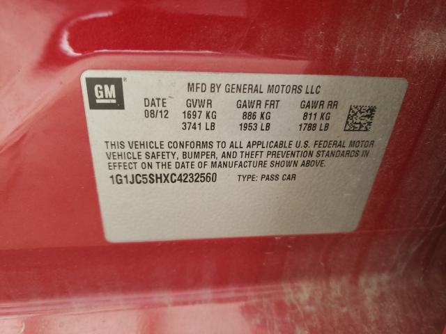 Photo 9 VIN: 1G1JC5SHXC4232560 - CHEVROLET SONIC LT 