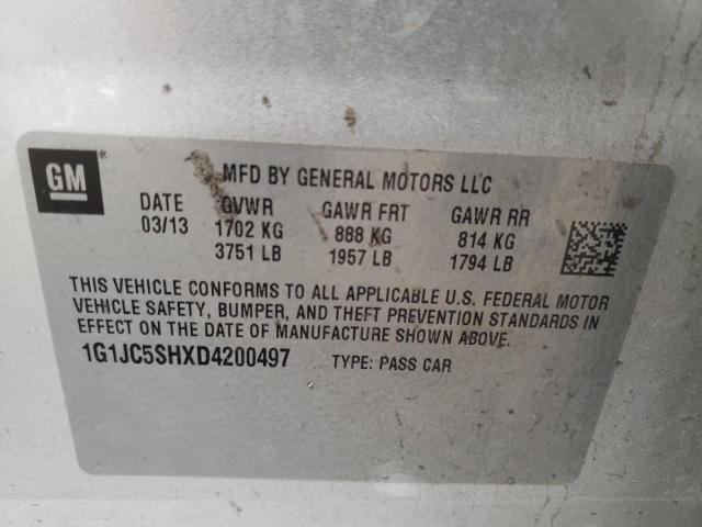 Photo 9 VIN: 1G1JC5SHXD4200497 - CHEVROLET SONIC LT 