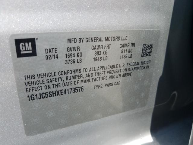 Photo 9 VIN: 1G1JC5SHXE4173576 - CHEVROLET SONIC LT 