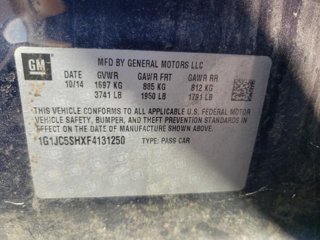 Photo 9 VIN: 1G1JC5SHXF4131250 - CHEVROLET SONIC LT 