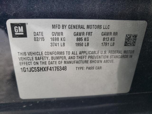 Photo 9 VIN: 1G1JC5SHXF4176348 - CHEVROLET SONIC LT 