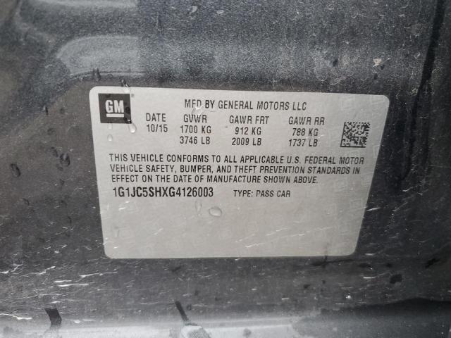 Photo 11 VIN: 1G1JC5SHXG4126003 - CHEVROLET SONIC LT 