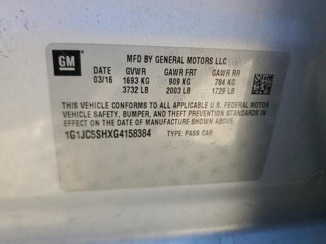 Photo 11 VIN: 1G1JC5SHXG4158384 - CHEVROLET SONIC LT 