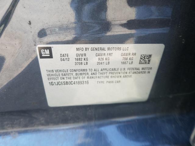 Photo 9 VIN: 1G1JC6SB0C4189316 - CHEVROLET SONIC LT 