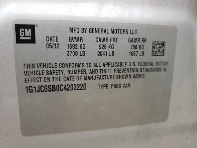 Photo 9 VIN: 1G1JC6SB0C4202226 - CHEVROLET SONIC LT 