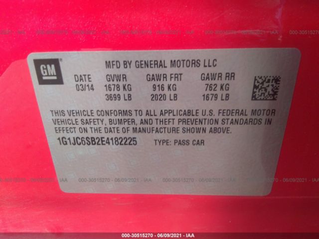 Photo 8 VIN: 1G1JC6SB2E4182225 - CHEVROLET SONIC 