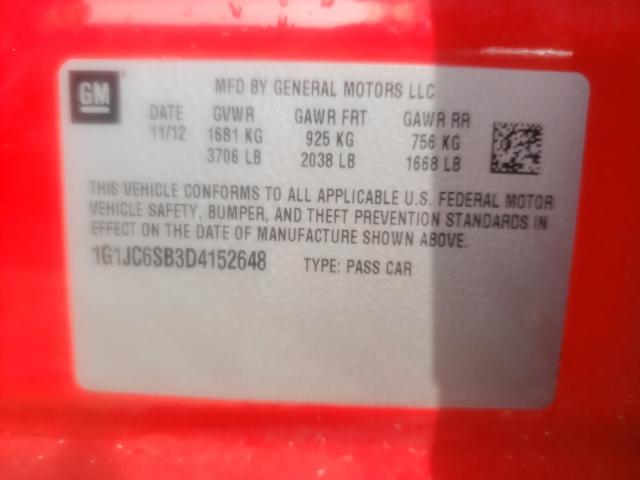 Photo 9 VIN: 1G1JC6SB3D4152648 - CHEVROLET SONIC LT 