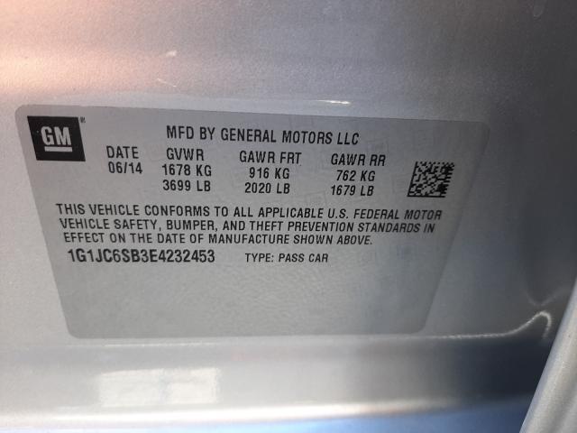 Photo 9 VIN: 1G1JC6SB3E4232453 - CHEVROLET SONIC LT 