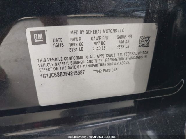 Photo 8 VIN: 1G1JC6SB3F4215587 - CHEVROLET SONIC 