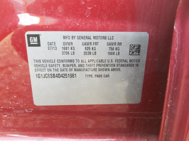 Photo 9 VIN: 1G1JC6SB4D4251981 - CHEVROLET SONIC LT 