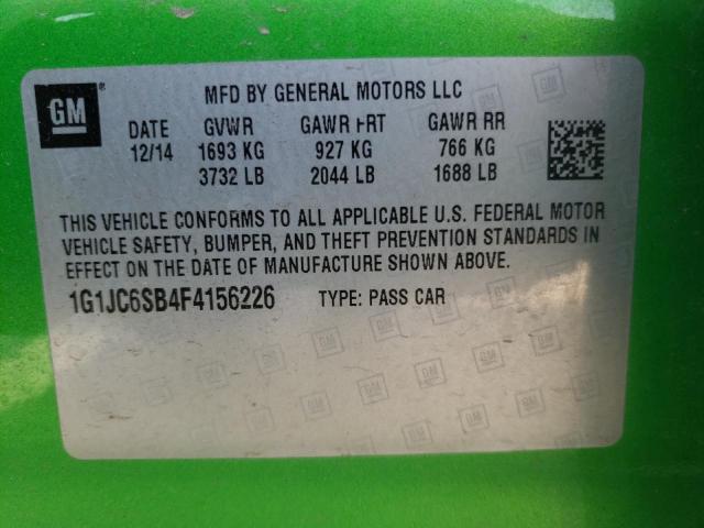 Photo 12 VIN: 1G1JC6SB4F4156226 - CHEVROLET SONIC LT 