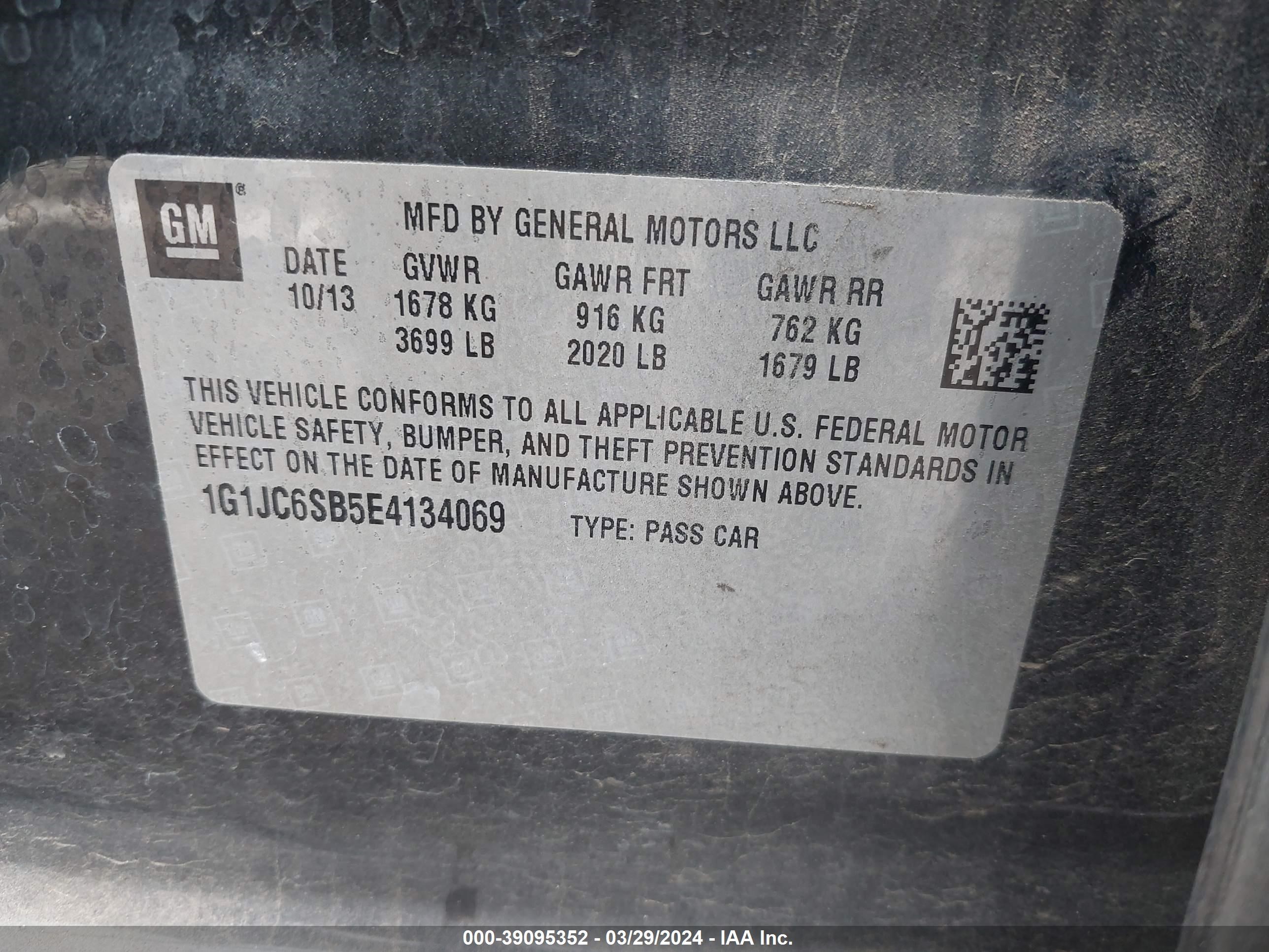 Photo 8 VIN: 1G1JC6SB5E4134069 - CHEVROLET SONIC 