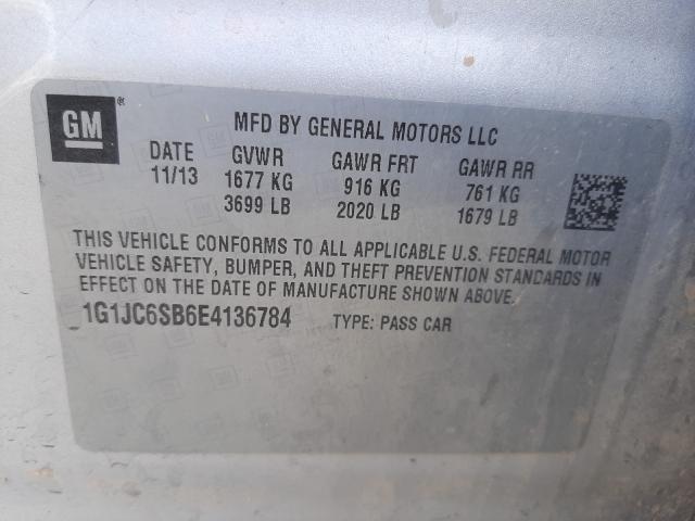 Photo 9 VIN: 1G1JC6SB6E4136784 - CHEVROLET SONIC 