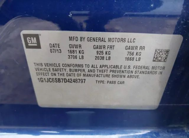 Photo 8 VIN: 1G1JC6SB7D4248797 - CHEVROLET SONIC 