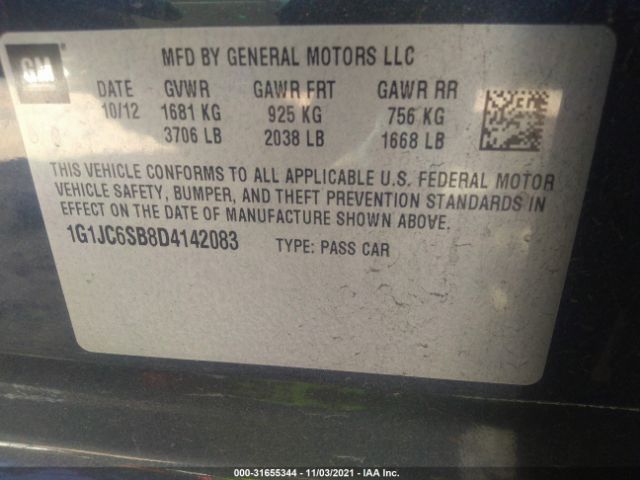 Photo 8 VIN: 1G1JC6SB8D4142083 - CHEVROLET SONIC 