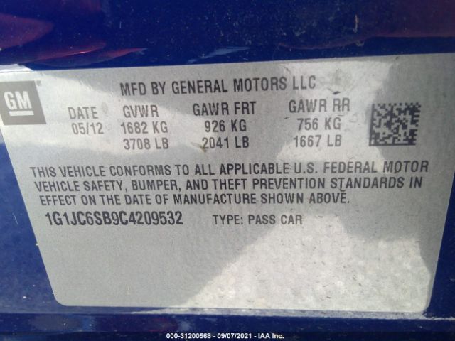 Photo 8 VIN: 1G1JC6SB9C4209532 - CHEVROLET SONIC 