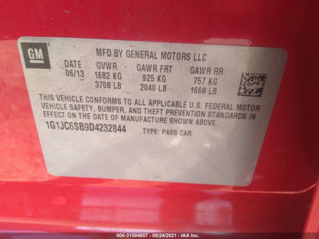 Photo 8 VIN: 1G1JC6SB9D4232844 - CHEVROLET SONIC 