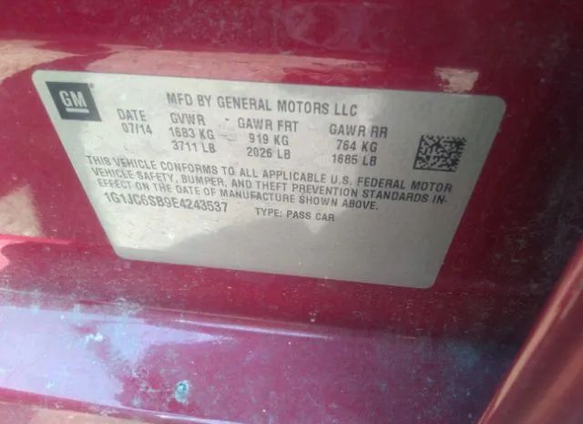 Photo 8 VIN: 1G1JC6SB9E4243537 - CHEVROLET SONIC 