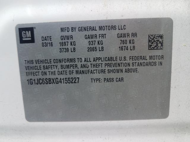 Photo 9 VIN: 1G1JC6SBXG4155227 - CHEVROLET SONIC LT 