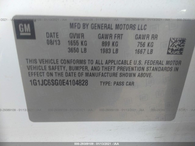 Photo 8 VIN: 1G1JC6SG0E4104828 - CHEVROLET SONIC 