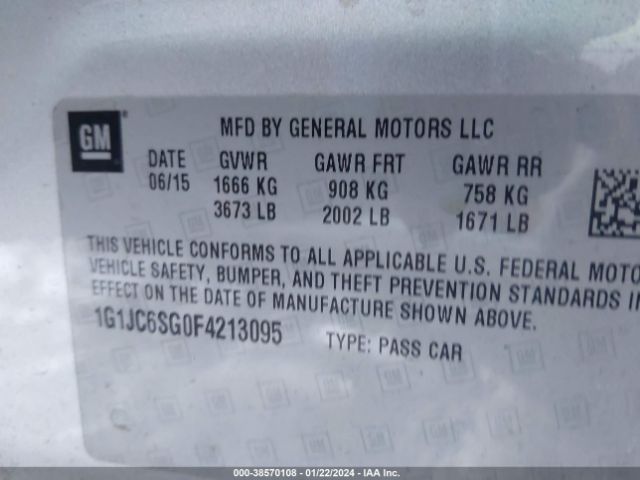 Photo 8 VIN: 1G1JC6SG0F4213095 - CHEVROLET SONIC 