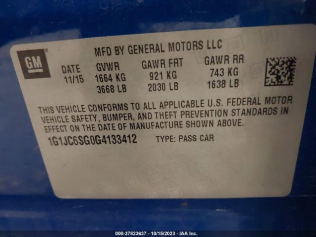 Photo 8 VIN: 1G1JC6SG0G4133412 - CHEVROLET SONIC 