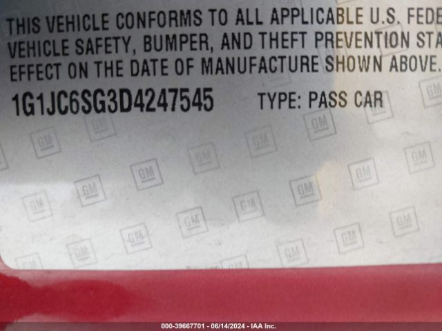 Photo 8 VIN: 1G1JC6SG3D4247545 - CHEVROLET SONIC 