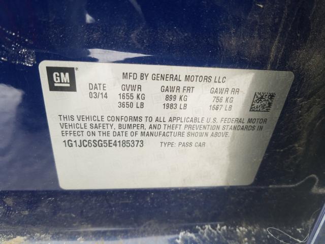 Photo 9 VIN: 1G1JC6SG5E4185373 - CHEVROLET SONIC LT 