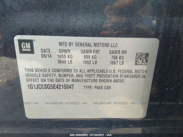 Photo 8 VIN: 1G1JC6SG5E4216847 - CHEVROLET SONIC 