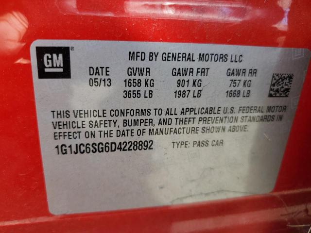 Photo 11 VIN: 1G1JC6SG6D4228892 - CHEVROLET SONIC 