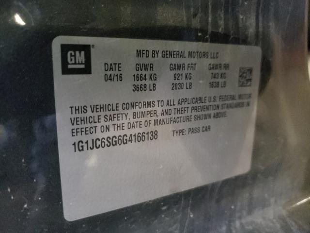 Photo 9 VIN: 1G1JC6SG6G4166138 - CHEVROLET SONIC LT 