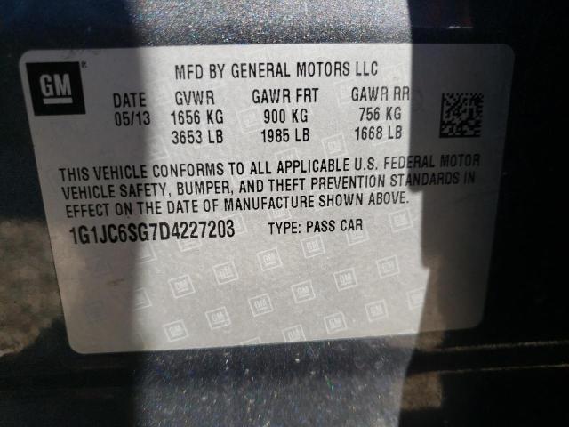 Photo 11 VIN: 1G1JC6SG7D4227203 - CHEVROLET SONIC LT 