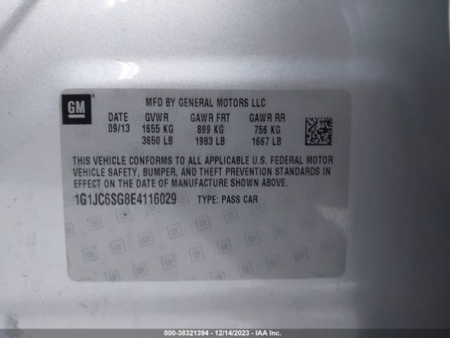 Photo 8 VIN: 1G1JC6SG8E4116029 - CHEVROLET SONIC 