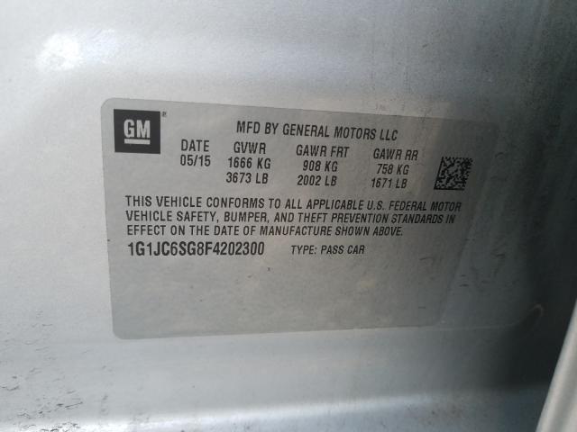 Photo 9 VIN: 1G1JC6SG8F4202300 - CHEVROLET SONIC LT 