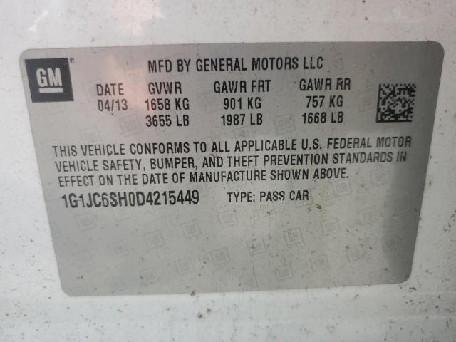 Photo 11 VIN: 1G1JC6SH0D4215449 - CHEVROLET SONIC LT 