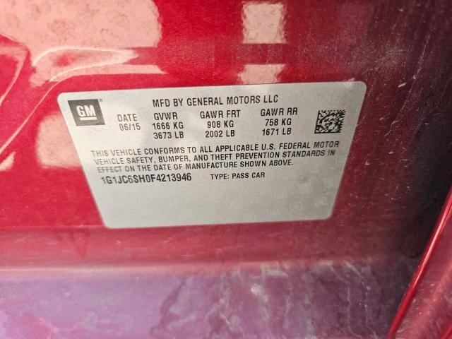 Photo 9 VIN: 1G1JC6SH0F4213946 - CHEVROLET SONIC LT 